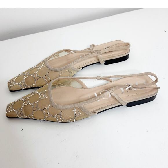GUCCI Demi Crystal GG Slingback Ballerina Flats size 39 - Picture 2 of 12